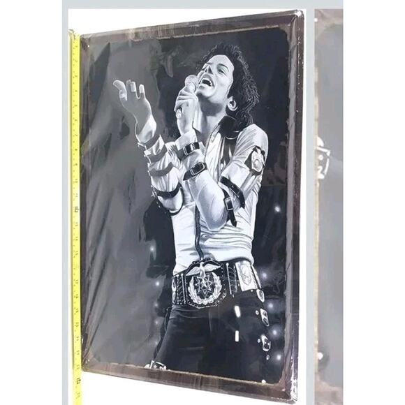 Michael J Jackson Singing: Metal Tin Sign Wall Mount Decoration Picture 23.5” x - Picture 2 of 6